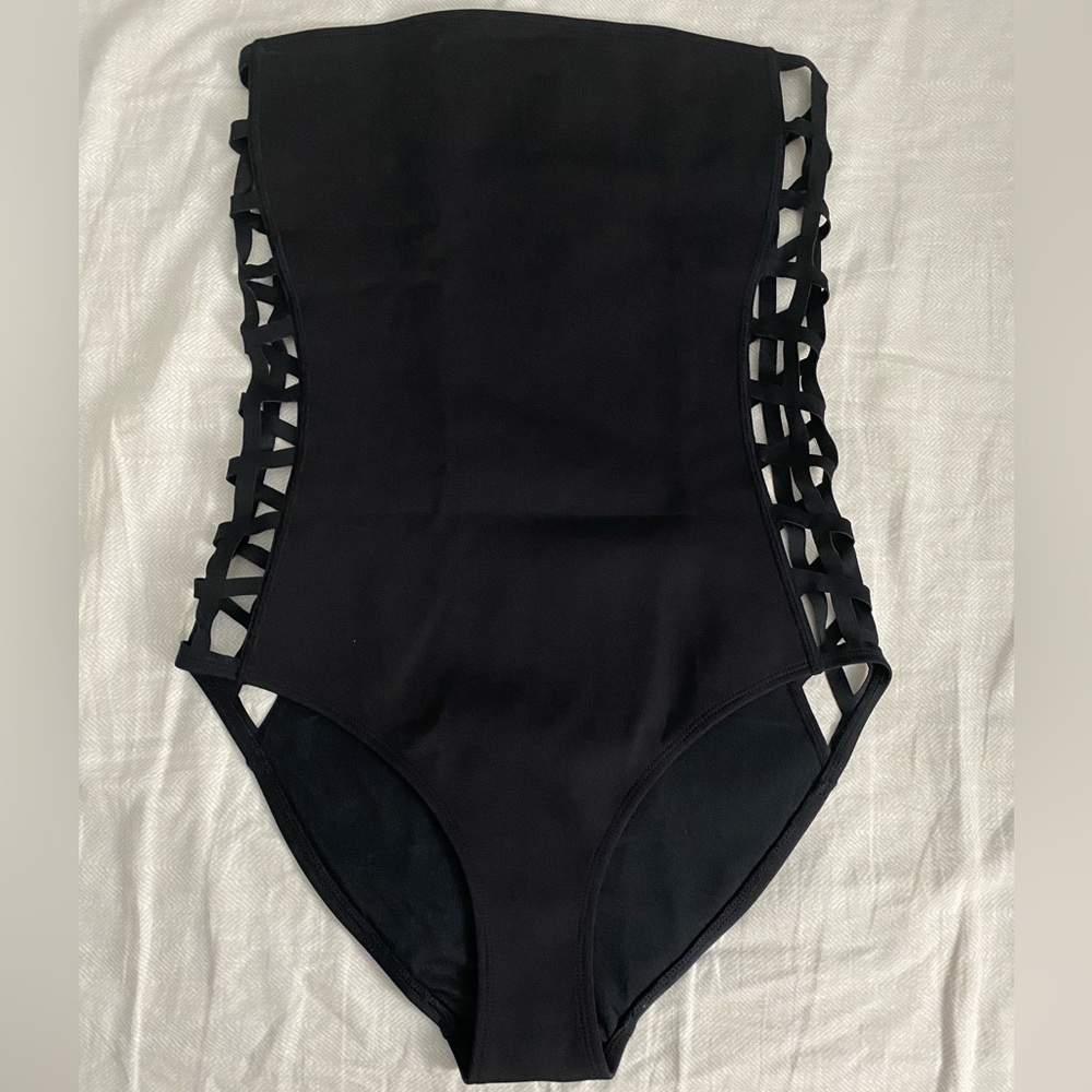 Missguided Laser Cut Cage Detail One Piece Swimsuit